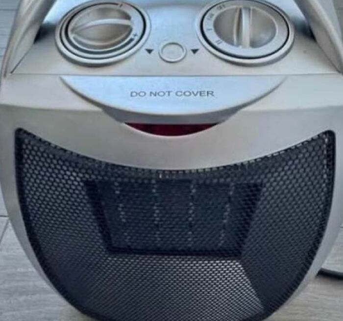 Heater controls and grill forming a random object staring illusion