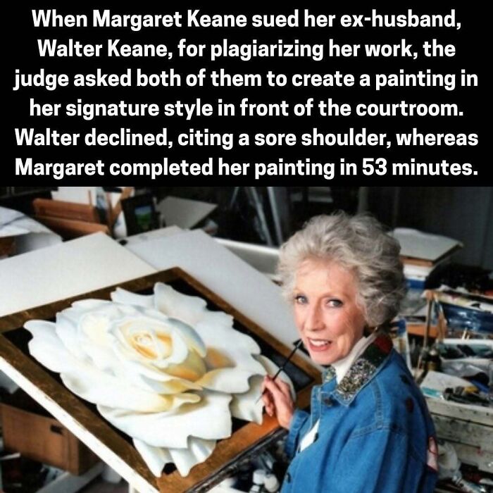 Margaret Keane sued ex-husband for plagiarism and painted a signature artwork in court