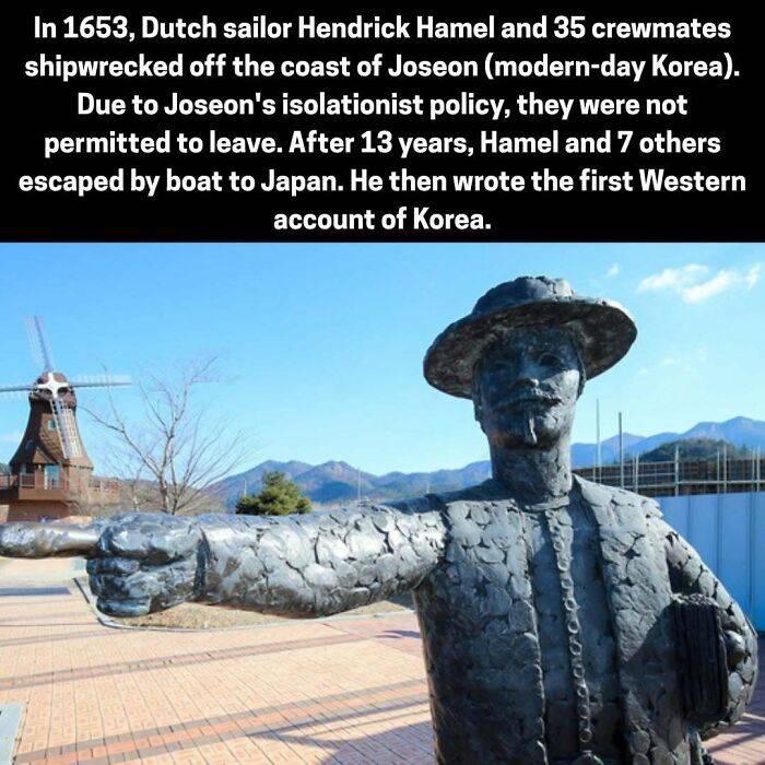 Statue of Dutch sailor Hendrick Hamel who wrote first Western account of Korea