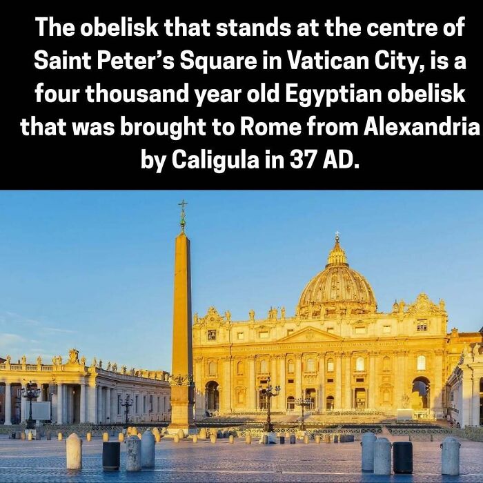 Ancient Egyptian obelisk in Saint Peters Square Vatican City brought from Alexandria by Caligula
