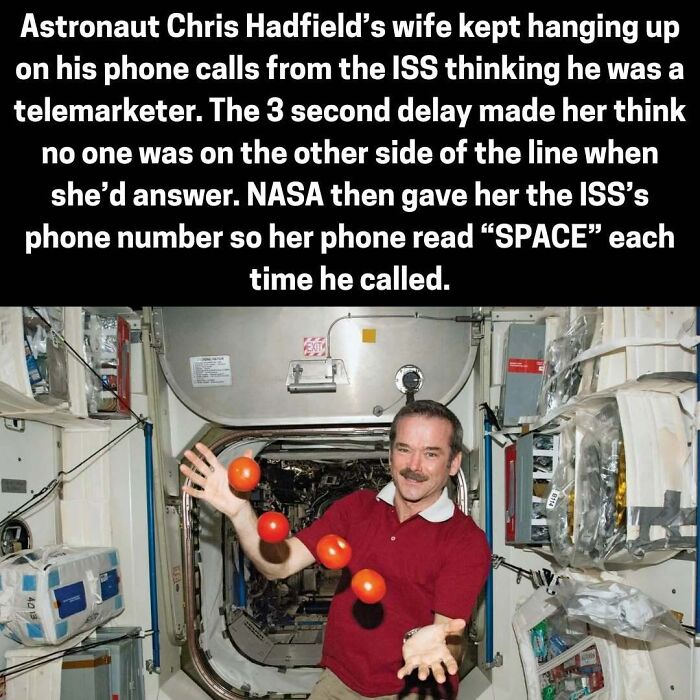 Astronaut Chris Hadfield juggling in ISS with call delay to wife