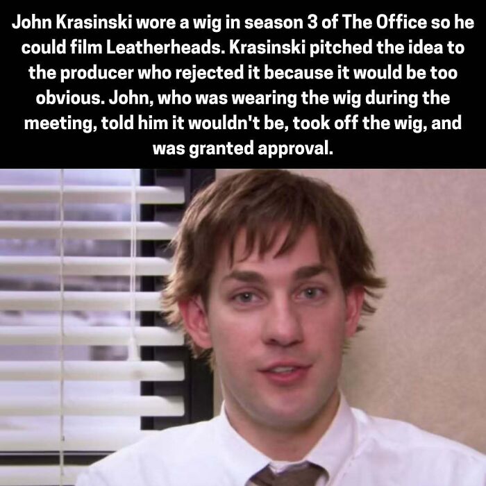 John Krasinski in The Office with trivia about wearing a wig to pitch a film idea for Leatherheads