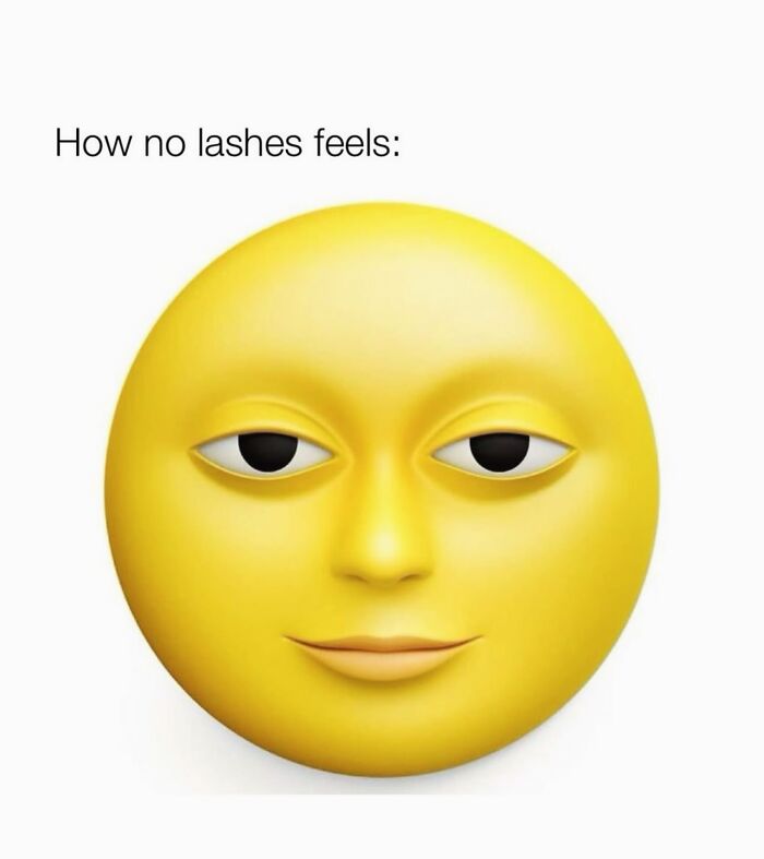 Relatable female meme emoji with tired eyes showing feeling of no eyelashes