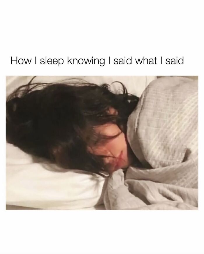 Female meme showing peaceful sleep after saying what you mean