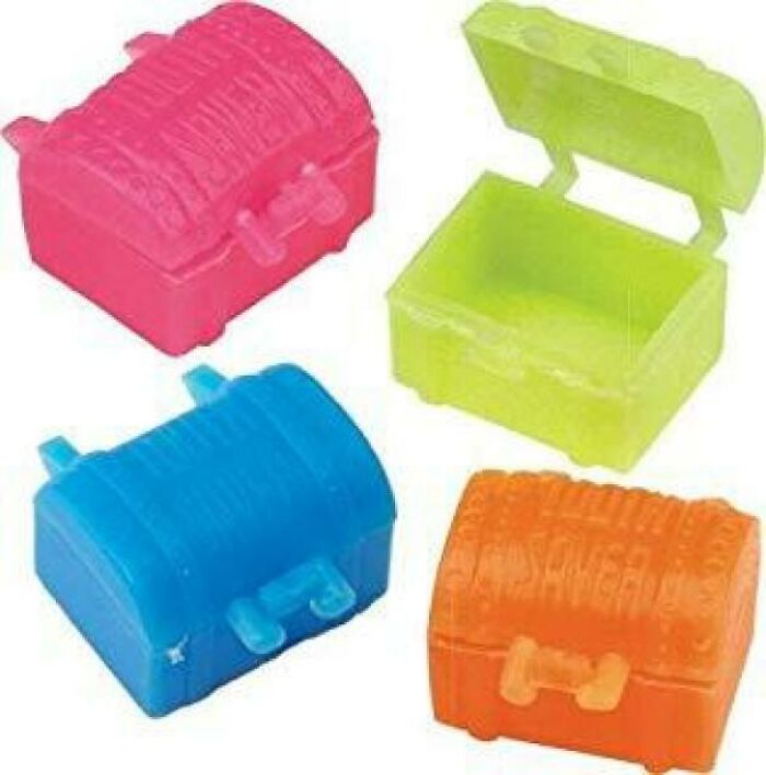 Colorful vintage plastic treasure chest containers photo