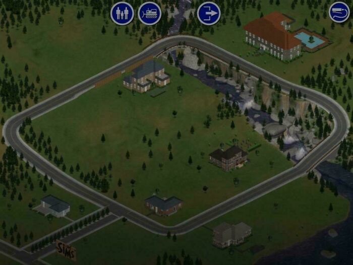 The Sims classic video game neighborhood layout