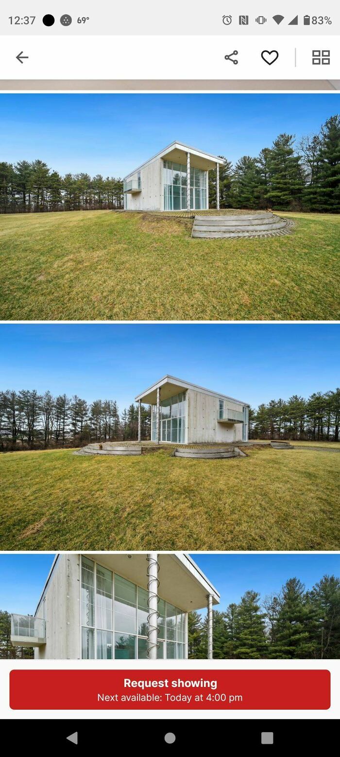 Construction fails with steps misaligned and unevenly placed around a small modern house