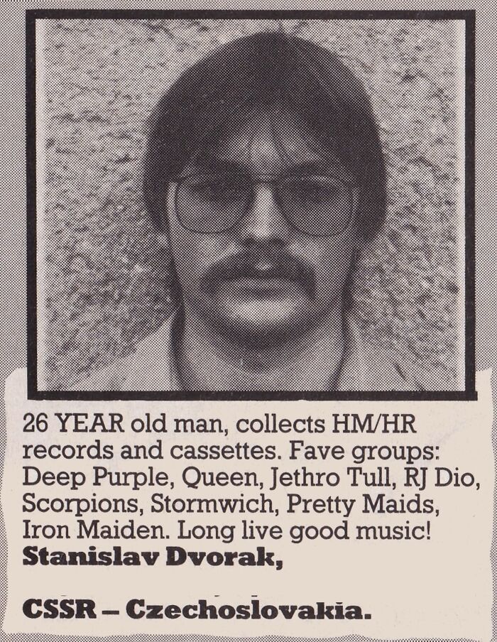 A vintage newspaper personal ad from the past featuring a photo of a man with glasses seeking a music partner.