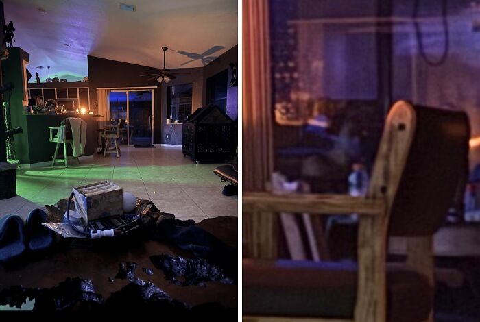 Dimly lit living room at night creating a mysterious atmosphere, fit for creepy photos.