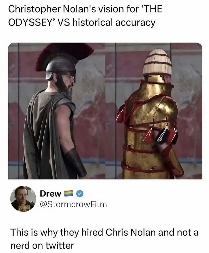 Christopher Nolan's The Odyssey versus historical accuracy meme