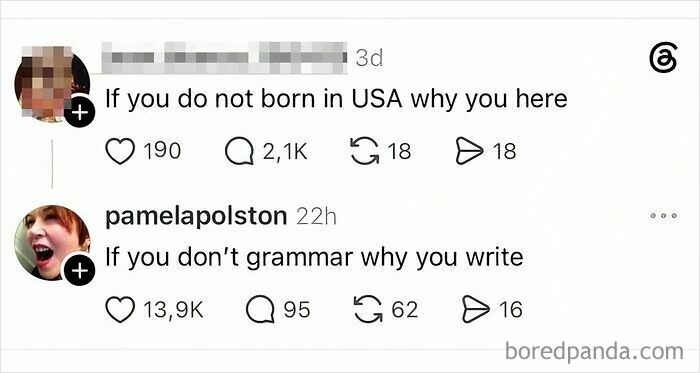 Social media argument with poor grammar illustrating misuse of freedom of speech.