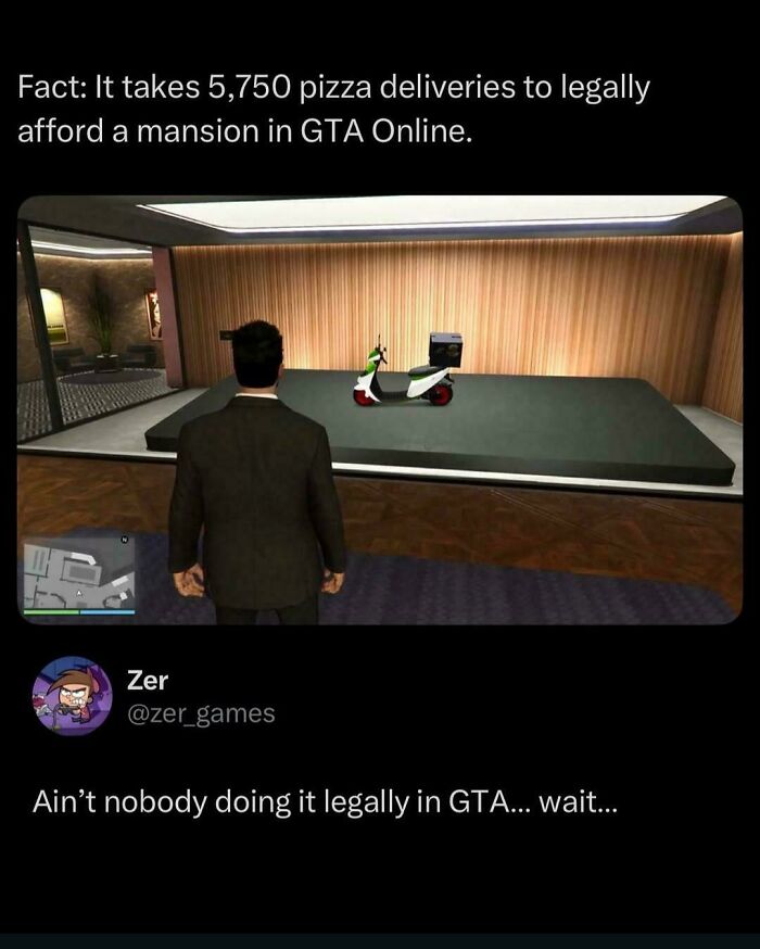 GTA Online pizza delivery fact about mansion affordability