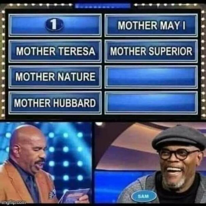 Funny Family Feud meme with answers starting with Mother
