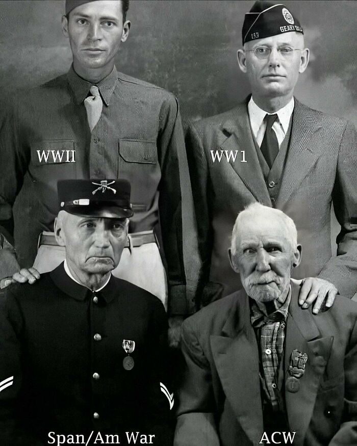 Portrait of soldiers from major historical wars including WW1 and WW2
