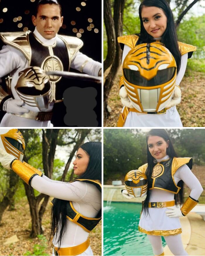 Person in 90s style Power Rangers costume holding helmet outdoors nostalgic memes