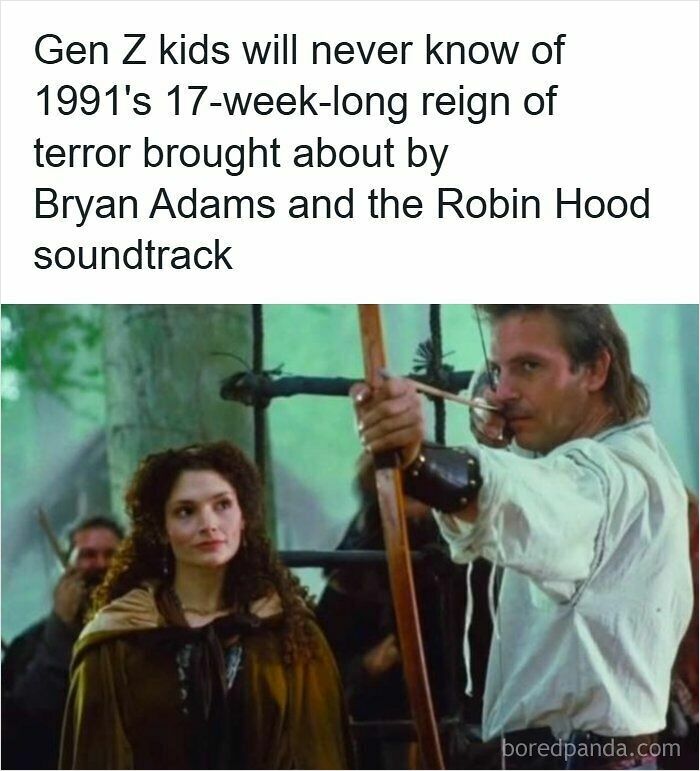 90s nostalgic scene from Robin Hood movie with Bryan Adams soundtrack reference
