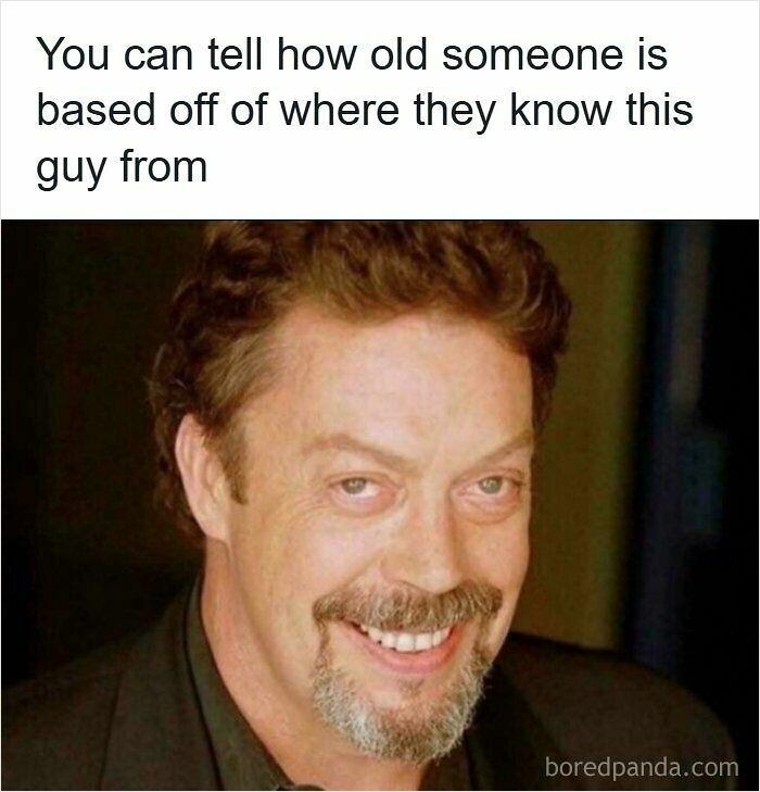 Close-up portrait of a smiling man from 90s nostalgic memes