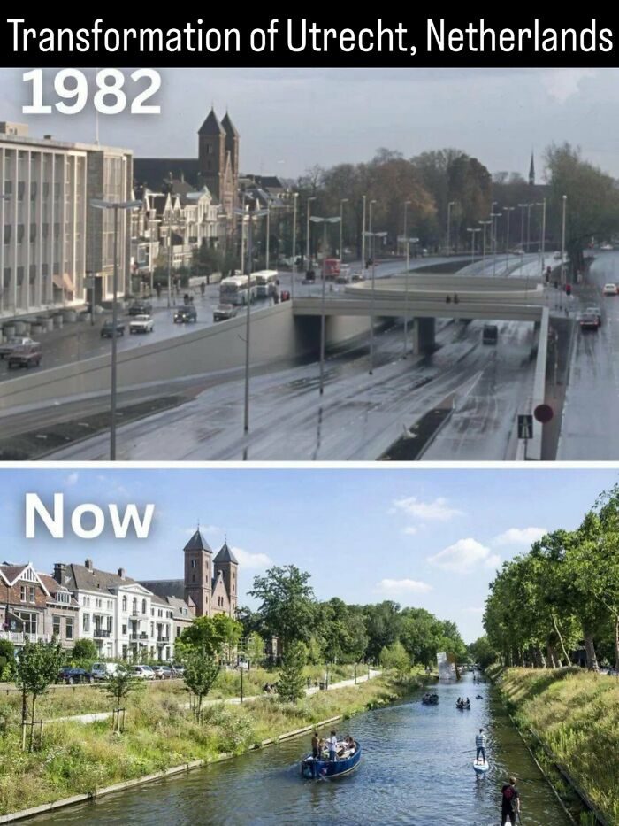 Fascinating photos about history showing the urban transformation of Utrecht in 1982 versus now.