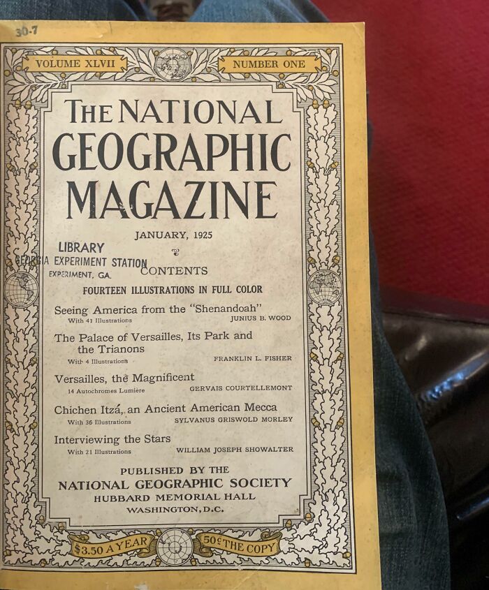 Cover of 1925 National Geographic Magazine with historical content listings