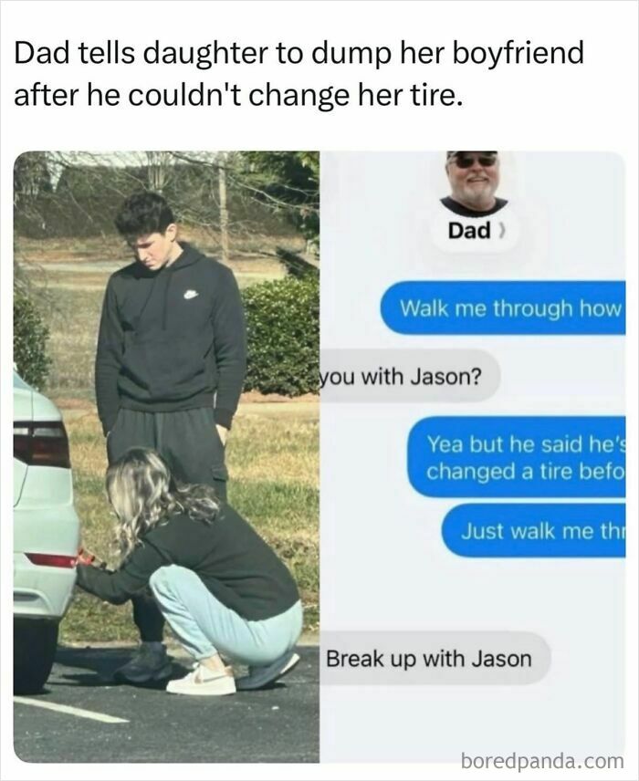 Dad tells daughter to break up with boyfriend after he couldn't change her tire boys livin posts