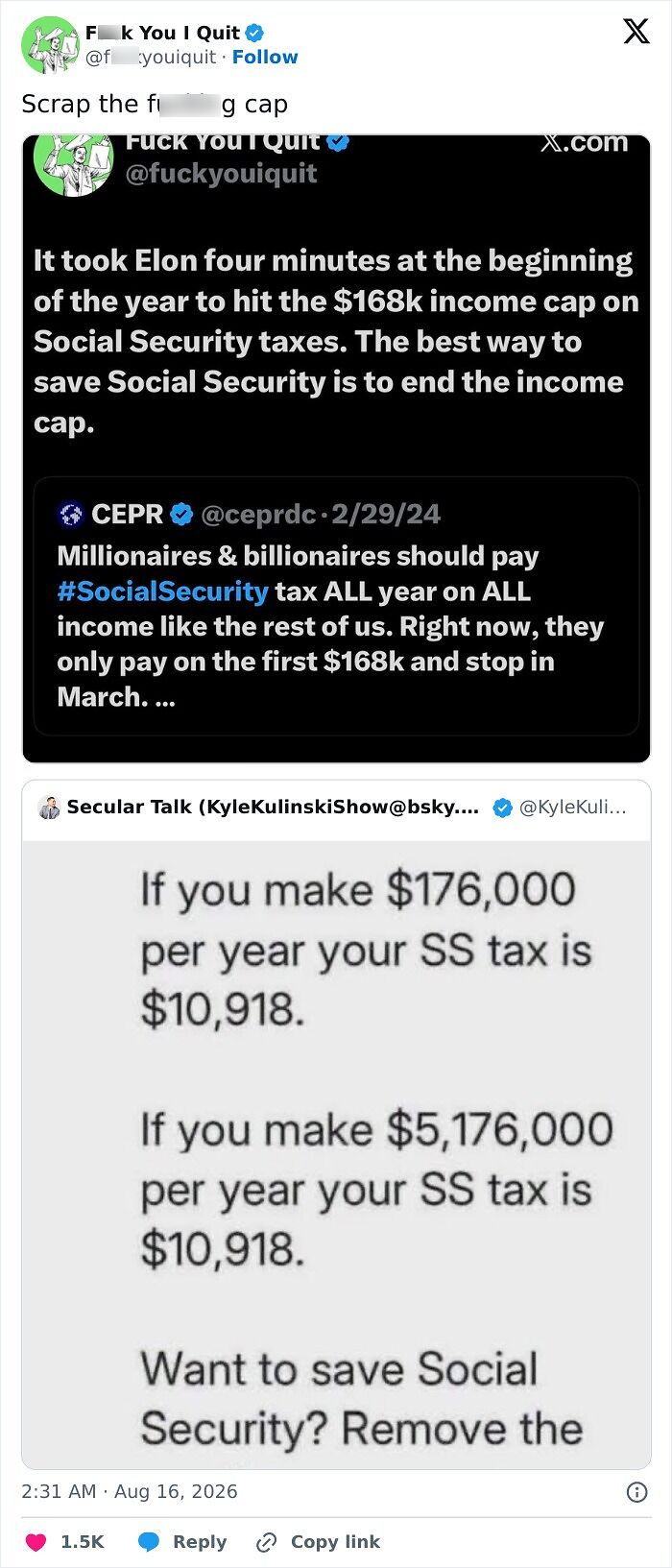 Social Security income cap and tax comparison highlighting unfair limits on high earners