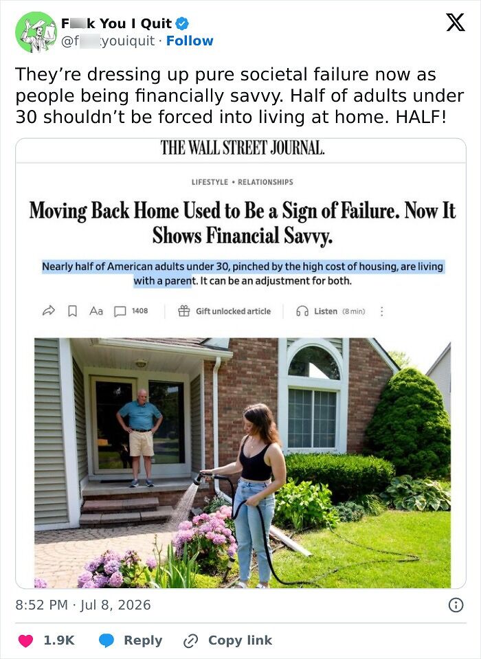 Nearly half of American adults under 30 are living with parents due to housing costs and financial savvy