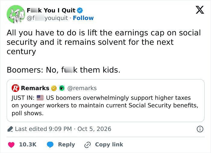 Social Security solvency debated with boomers opposing lifting earnings cap