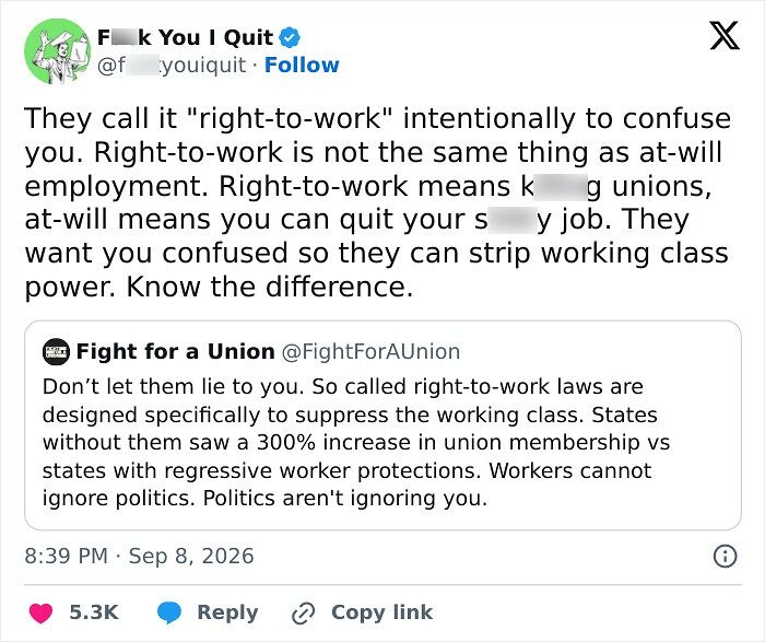 Right-to-work laws confuse workers and suppress union power in labor discussions