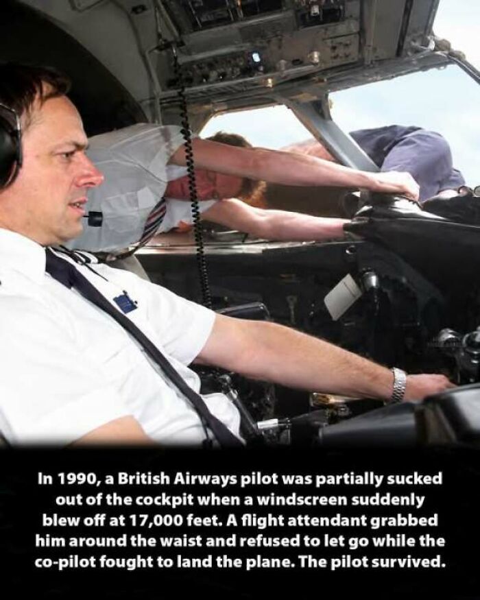 Airplane pilot and crew inside a cockpit from interesting history moments.