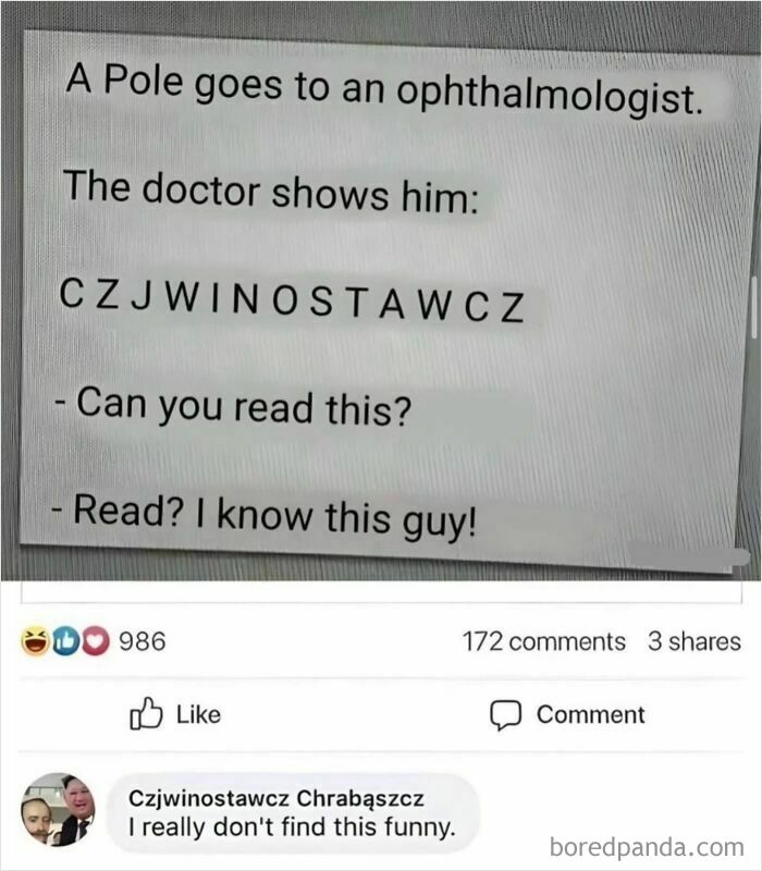 Funny history meme about reading Polish letters joke
