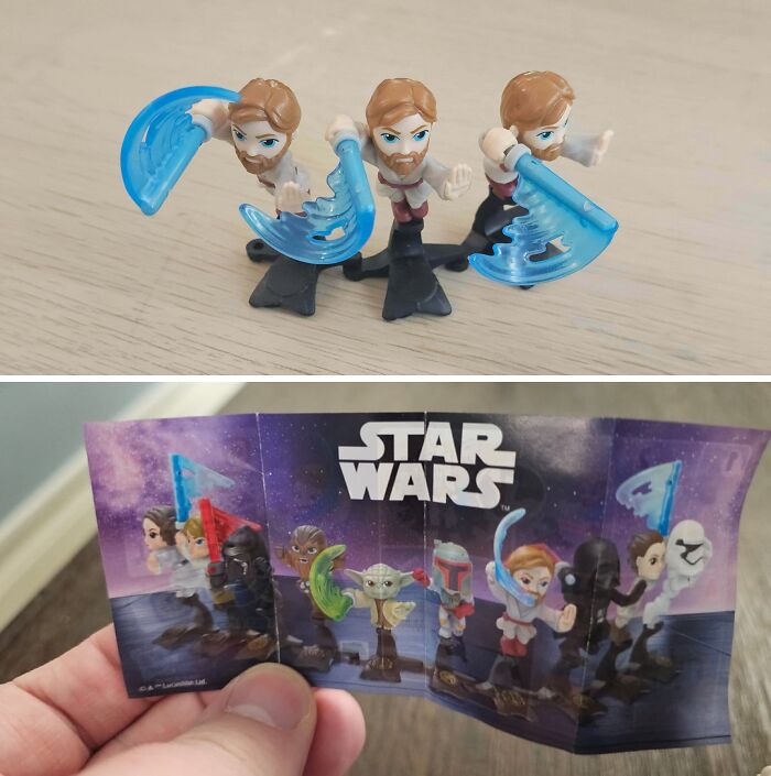 Star Wars toy figures with multiple heads creating glitch effect