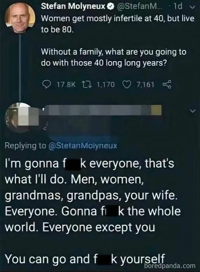 Tweet exchange about infertility at 40 and a blunt reply about relationships and life plans