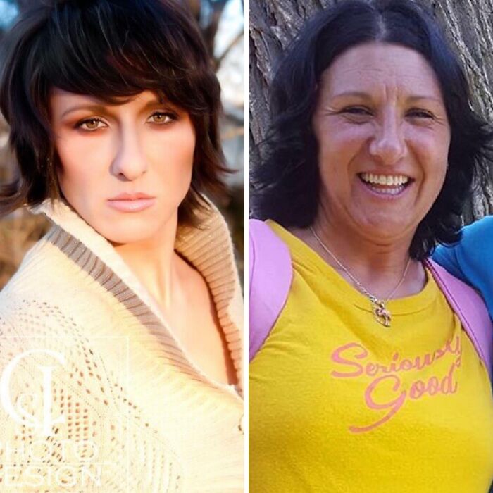 Ridiculous before and after edited photos of woman with different facial appearances