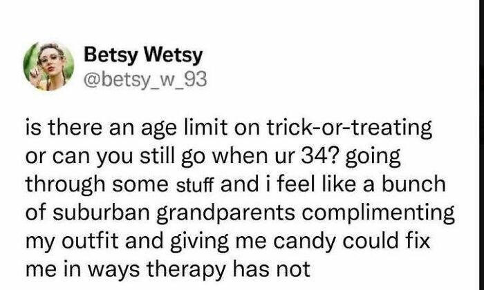 Tweet asking about age limits on trick-or-treating as part of wholesome memes.