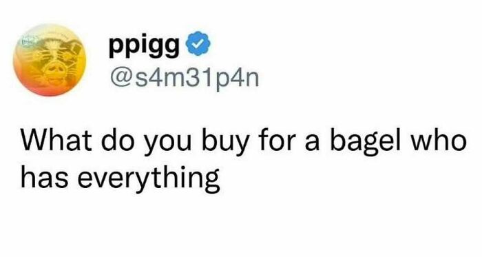 A funny tweet with a bagel joke featured in a collection of wholesome memes.