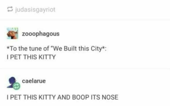 Wholesome memes screenshot showing a song parody about petting a kitty.