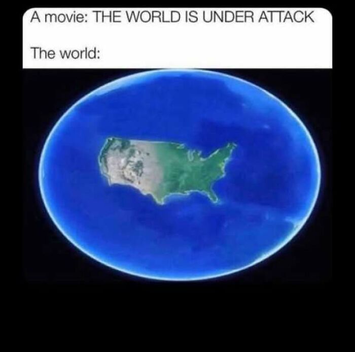 A meme showing a globe with only the United States, highlighting how internet users lack education about the world.