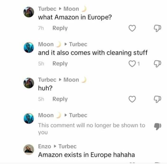Comments showing internet users who lack education about Amazon availability in Europe.