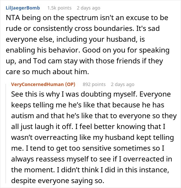 Woman Has Enough Of Husband’s Friend Who Excuses His Behavior With Autism, Kicks Him Out Woman Has Enough Of Husband’s Friend Who Excuses His Behavior With Autism, Kicks Him Out