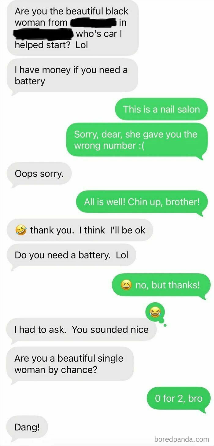 Hilarious text exchange resulting from wrong number texts sent to a nail salon.