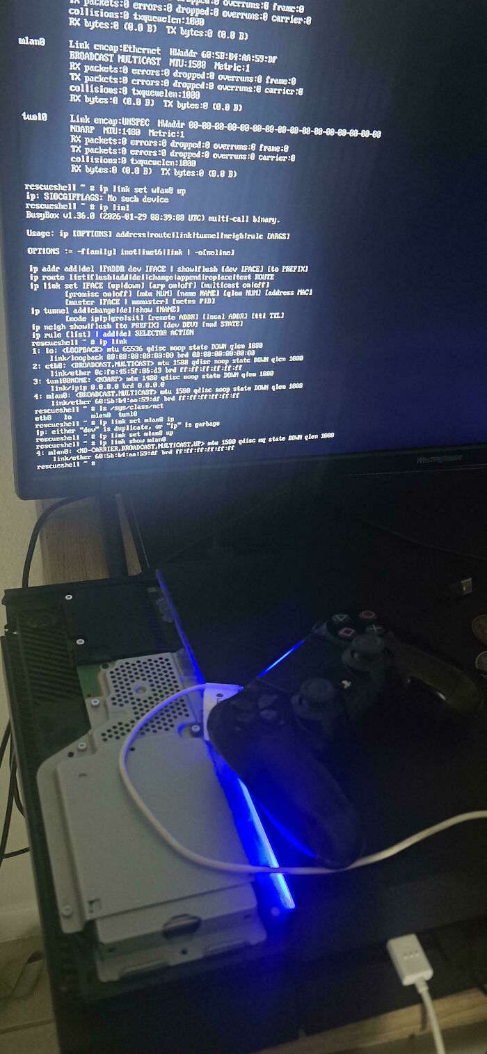 Computer screen displaying system network terminal code set up by tech-savvy dads.
