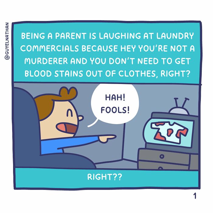 A comic strip depicting a parent watching TV, capturing humor in wholesome pics of dads content.