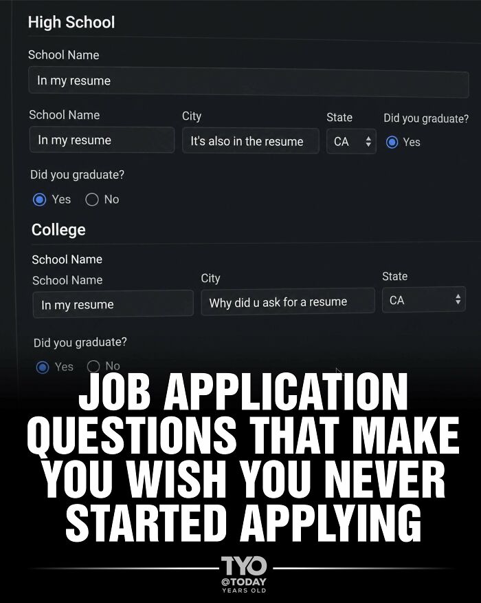 An online job form showcasing recruiting fails where repetitive fields frustrate applicants.