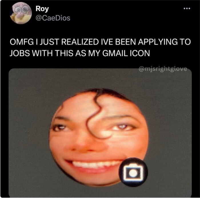 A social media post about an embarrassing profile picture causing job recruiting fails.