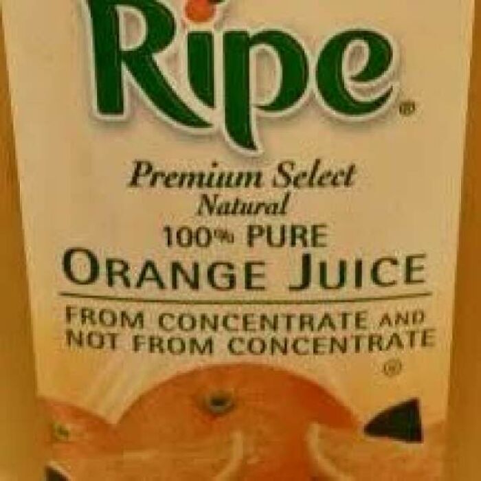 Hilarious ads and signs on juice box with contradictory concentrate claims.