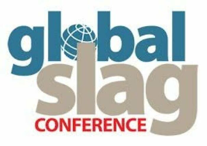A poorly designed logo for the Global Slag Conference as a hilarious sign that missed the mark.
