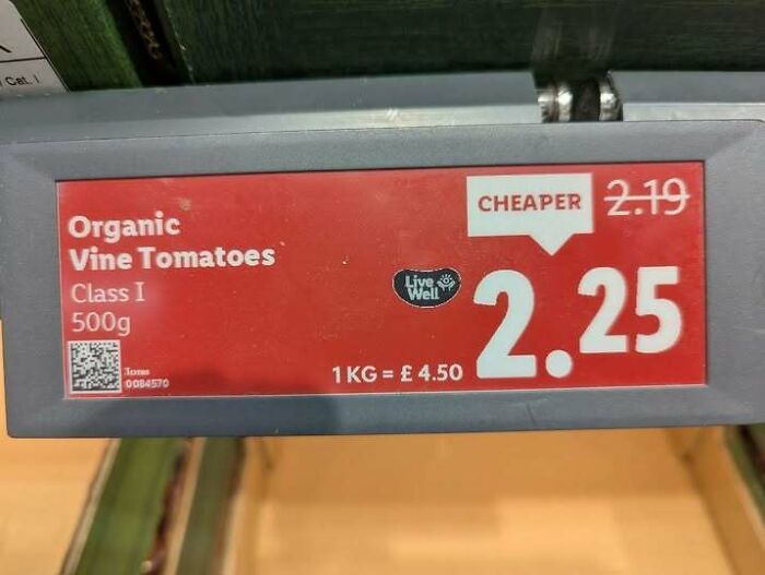 Supermarket price tag claiming a discount while increasing price, showing hilarious ads that missed the mark