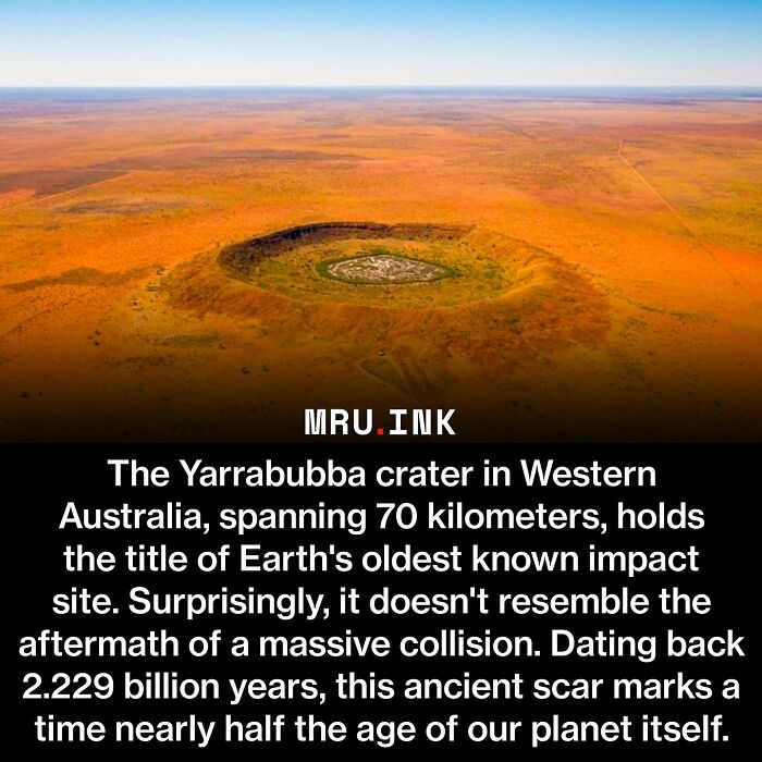 Aerial view of the Yarrabubba impact crater displaying how strange the world can be.