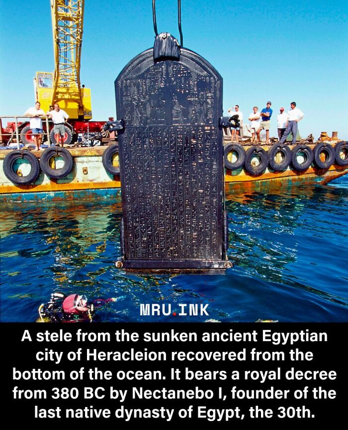Ancient Egyptian stele raised from ocean in Heracleion featuring fascinating photos and facts.