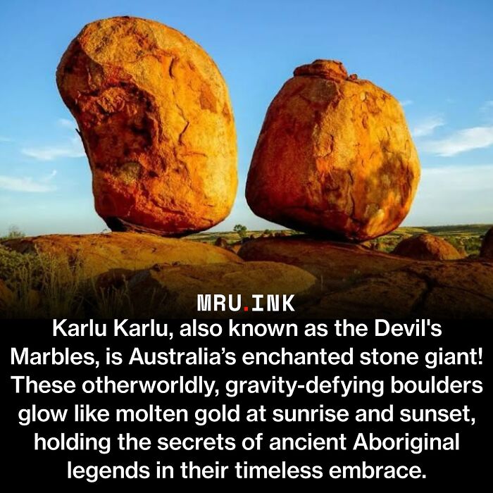 Large balanced rock formations at Karlu Karlu demonstrating how strange the world can be